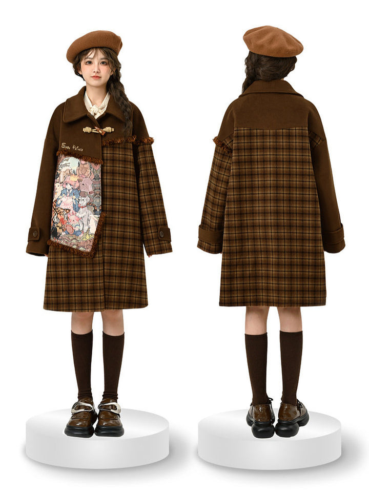 Mori Kei Tapestry Plaid Coat