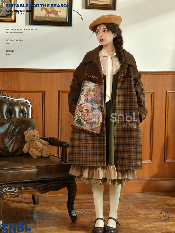 Mori Kei Tapestry Plaid Coat