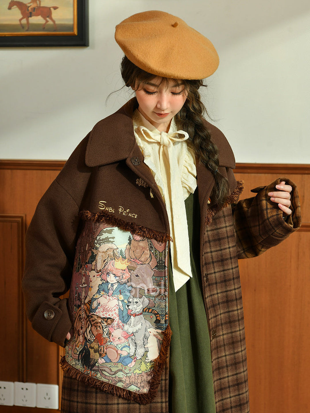 Mori Kei Tapestry Plaid Coat