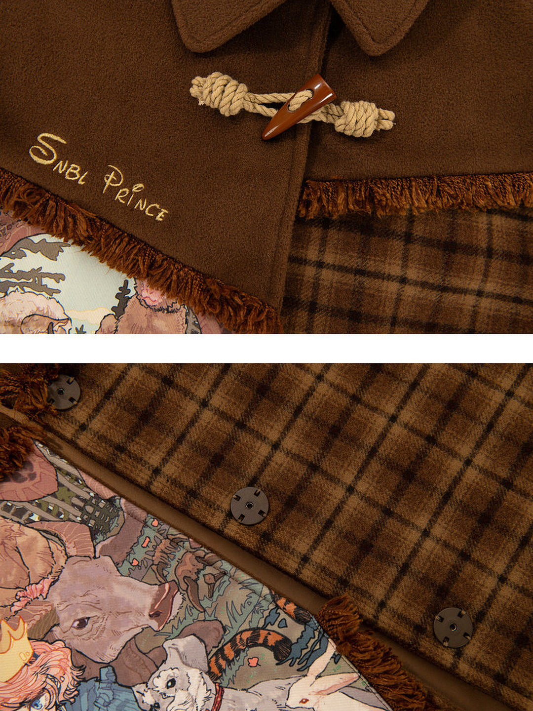 Mori Kei Tapestry Plaid Coat