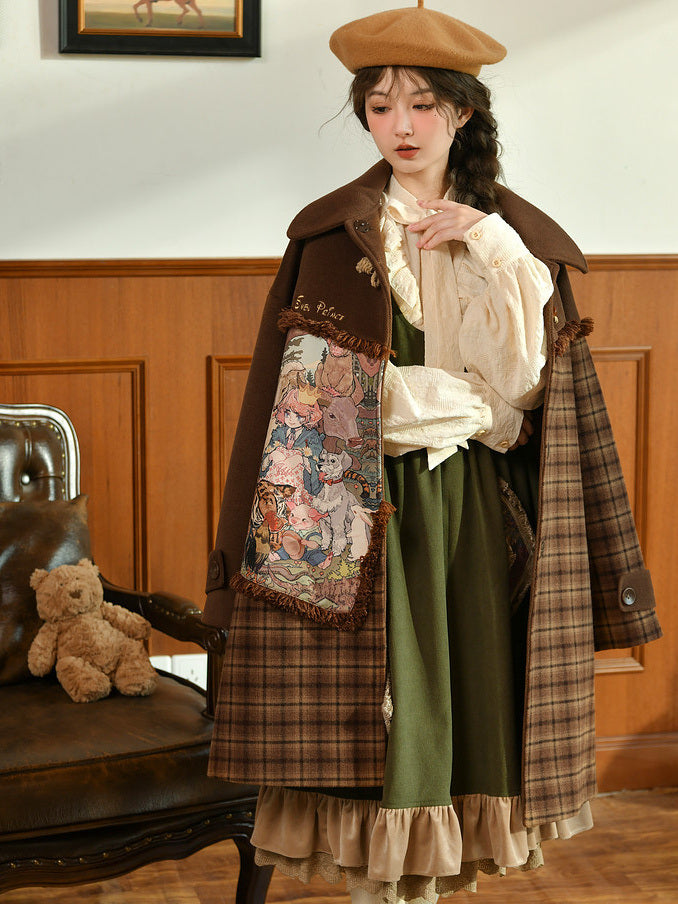 Mori Kei Tapestry Plaid Coat