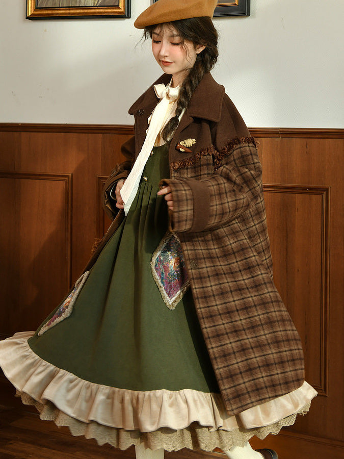 Mori Kei Tapestry Plaid Coat