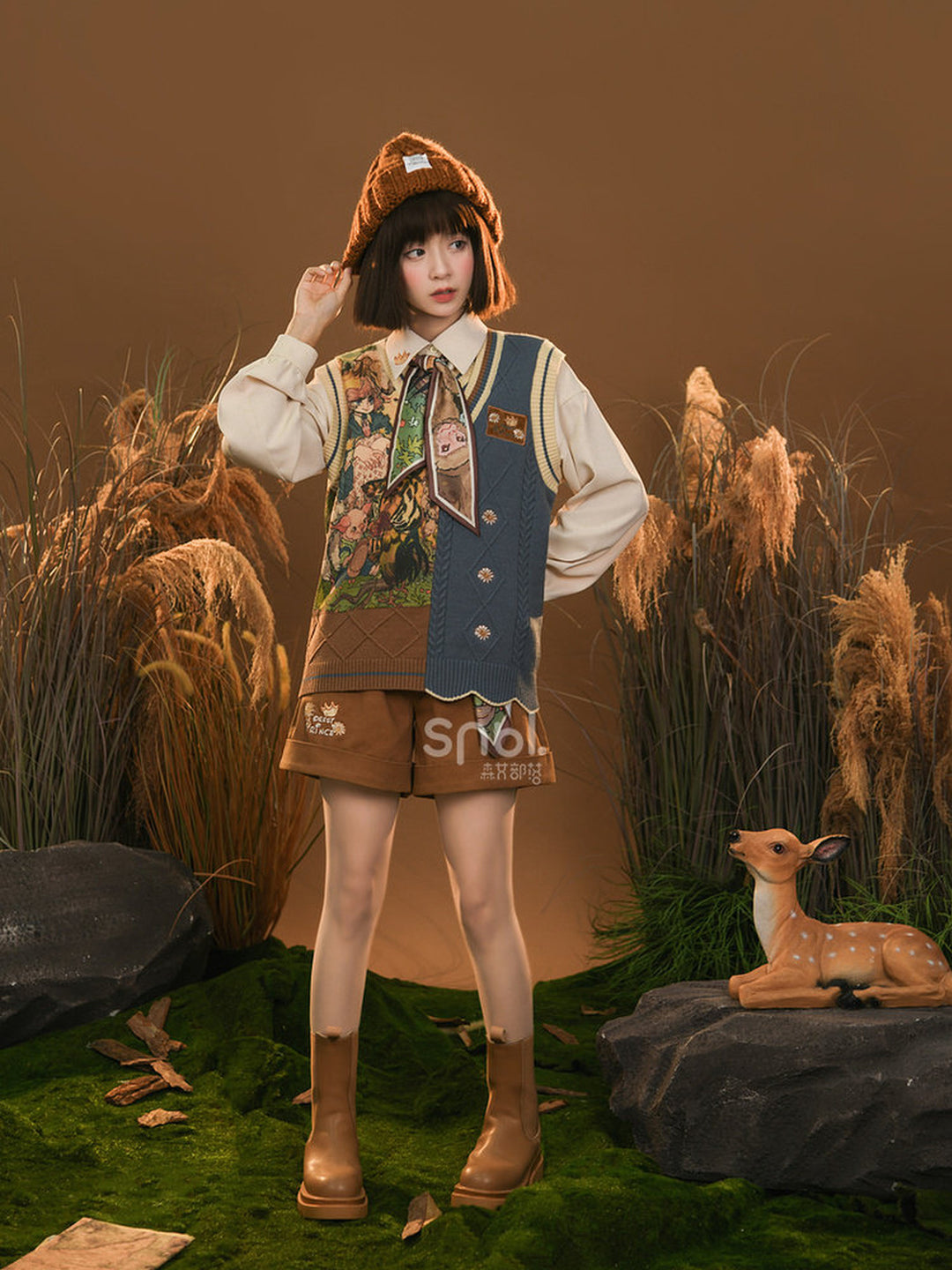 High-Waist Embroidered Cuffed Shorts