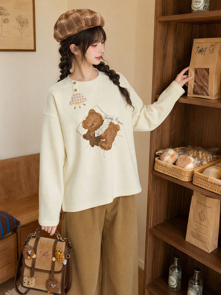 Teddy Bear Graphic Long Sleeve T-Shirt