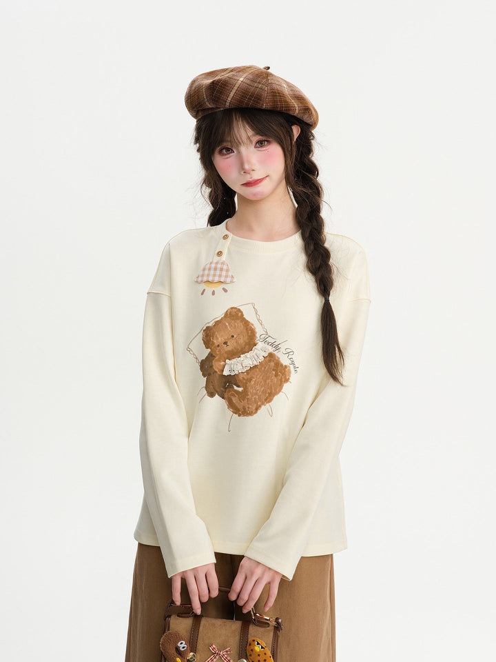 Teddy Bear Graphic Long Sleeve T-Shirt
