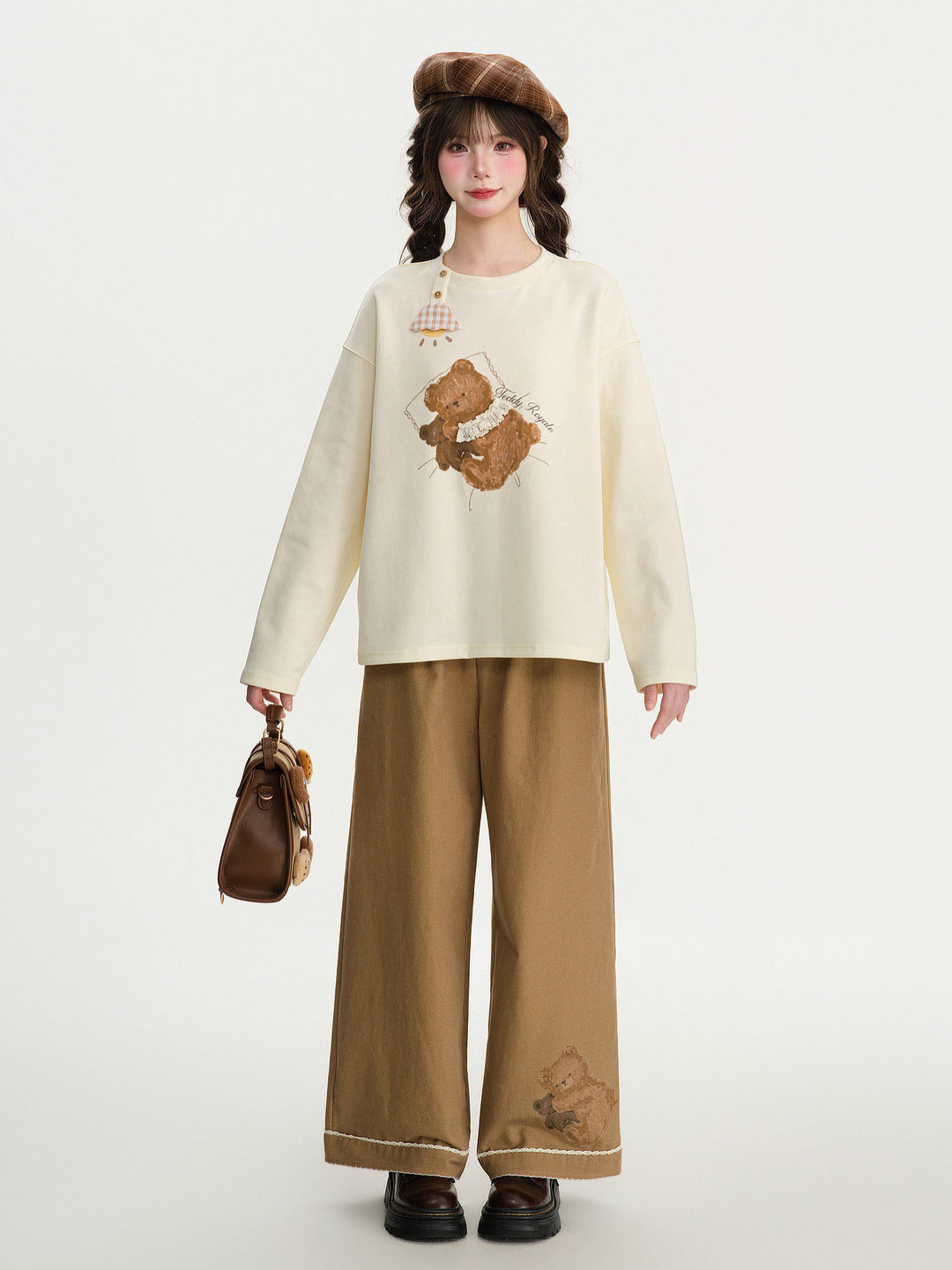 Teddy Bear Graphic Long Sleeve T-Shirt