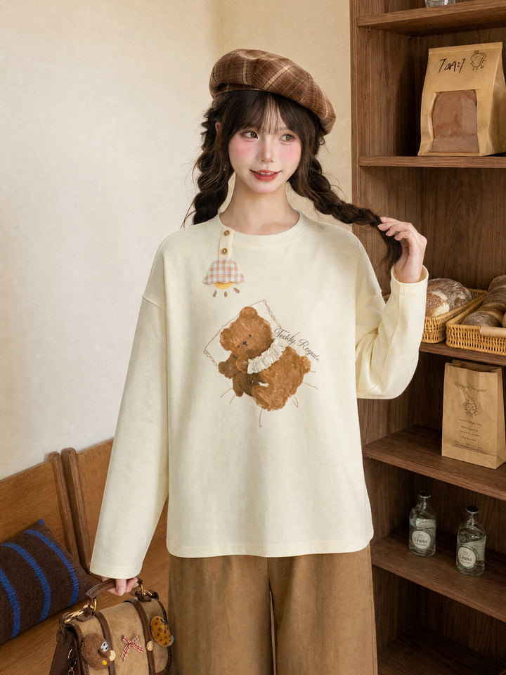 Teddy Bear Graphic Long Sleeve T-Shirt