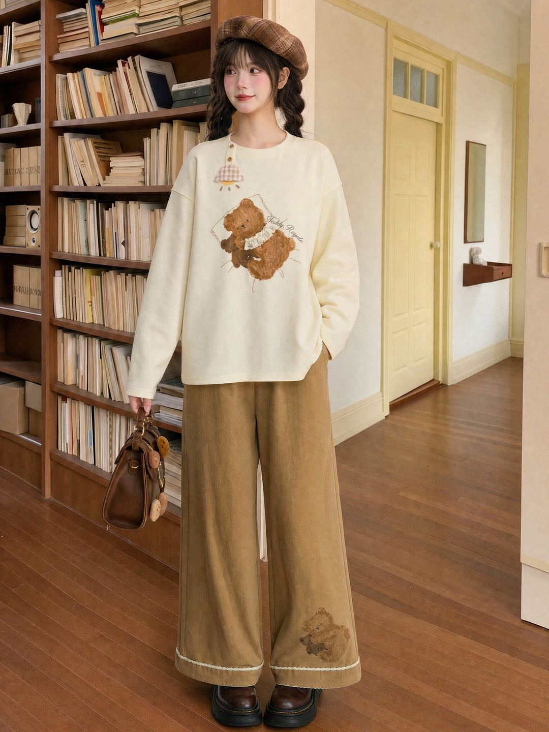 Teddy Bear Graphic Long Sleeve T-Shirt