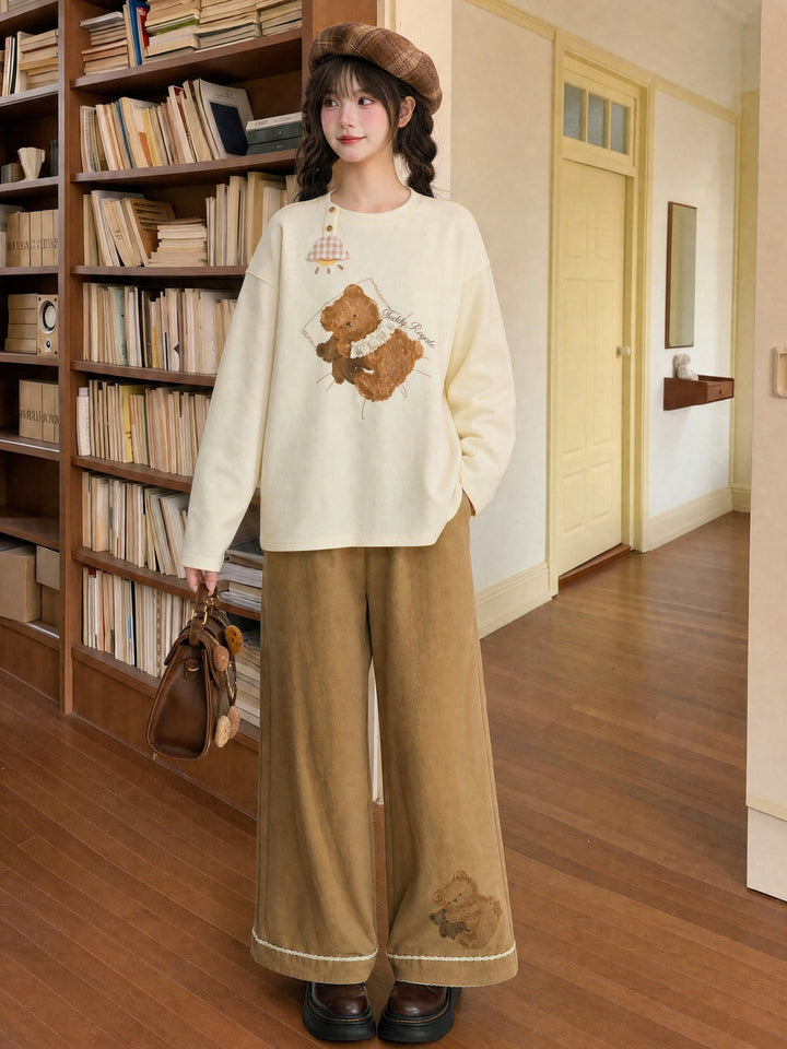 Teddy Bear Graphic Long Sleeve T-Shirt