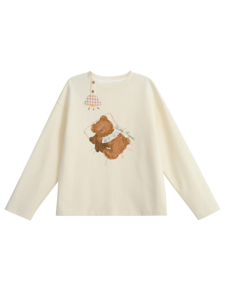 Teddy Bear Graphic Long Sleeve T-Shirt