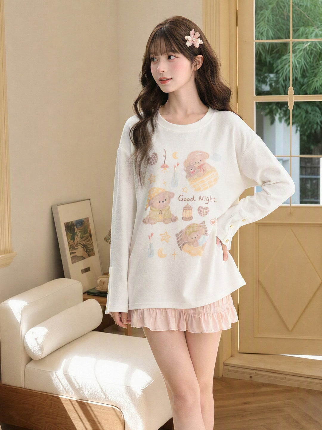 Kawaii Good Night Bear Graphic T-Shirt