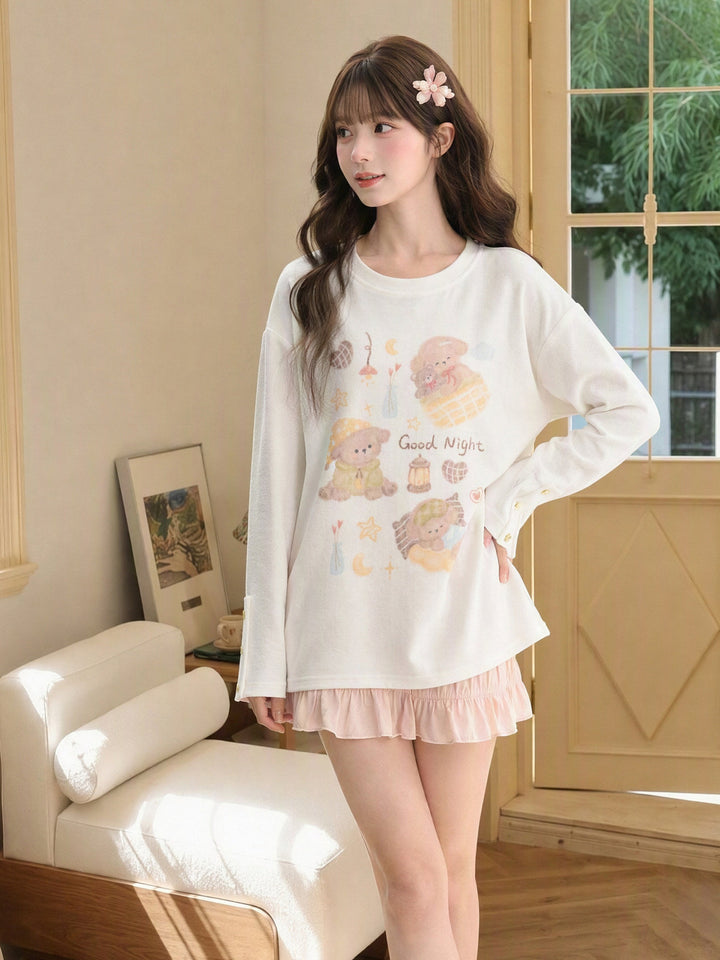 Kawaii Good Night Bear Graphic T-Shirt