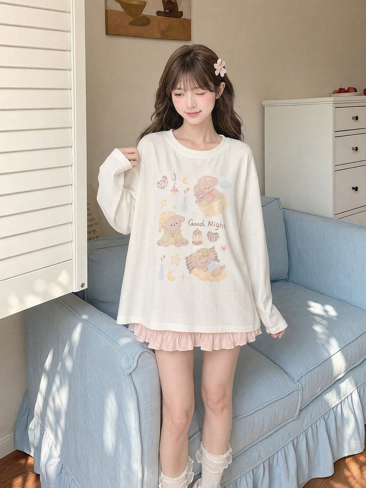 Kawaii Good Night Bear Graphic T-Shirt