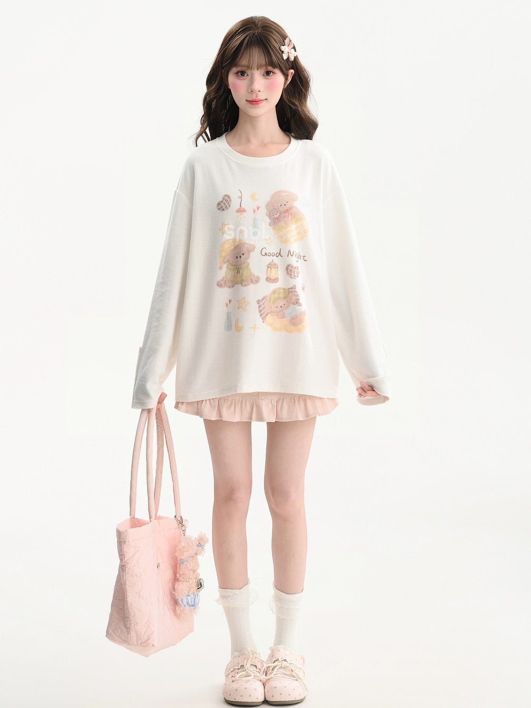 Kawaii Good Night Bear Graphic T-Shirt