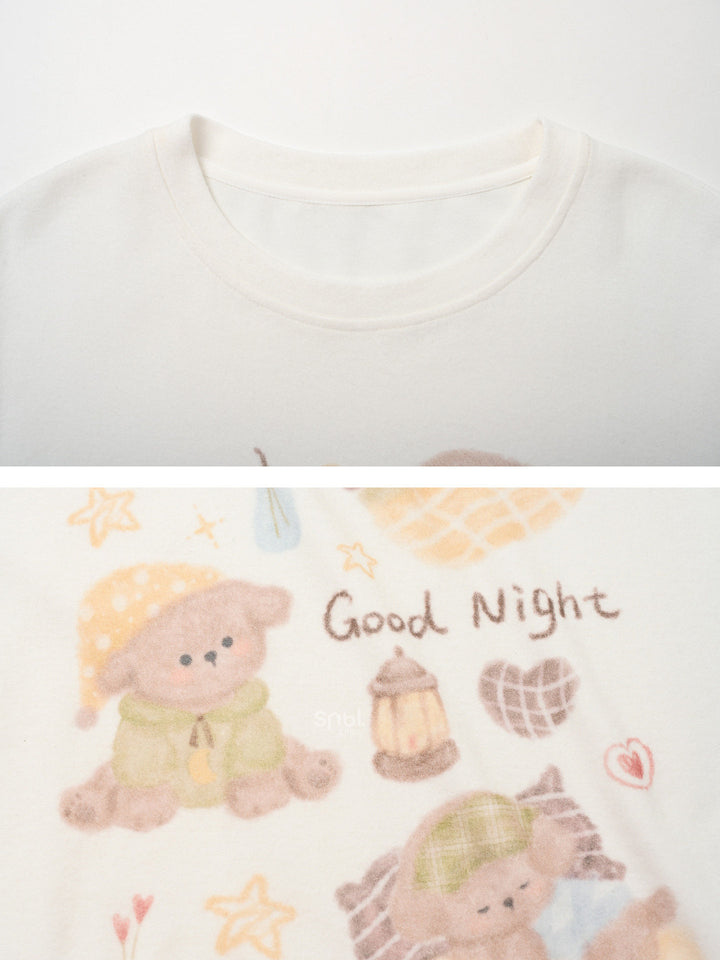Kawaii Good Night Bear Graphic T-Shirt