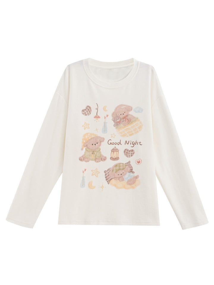 Kawaii Good Night Bear Graphic T-Shirt