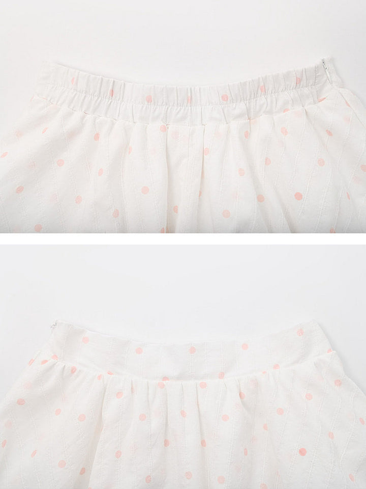 Pink Polka Dot Ruffle-Trim Mini Skirt