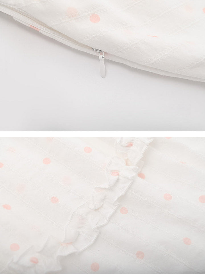 Pink Polka Dot Ruffle-Trim Mini Skirt
