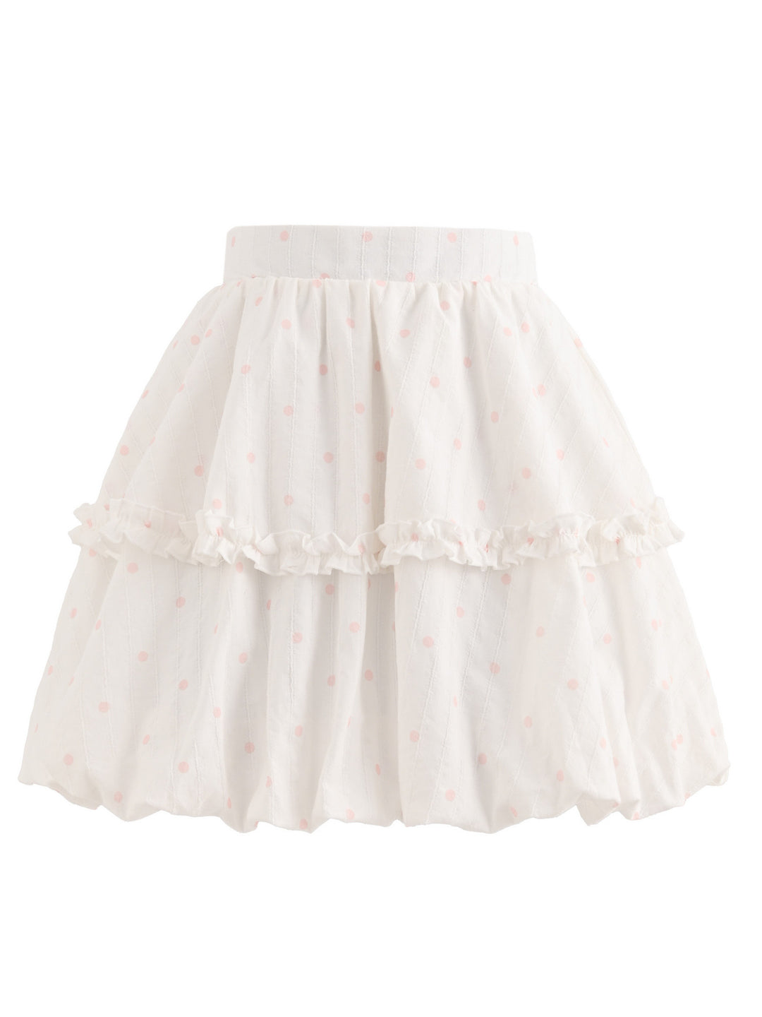 Pink Polka Dot Ruffle-Trim Mini Skirt