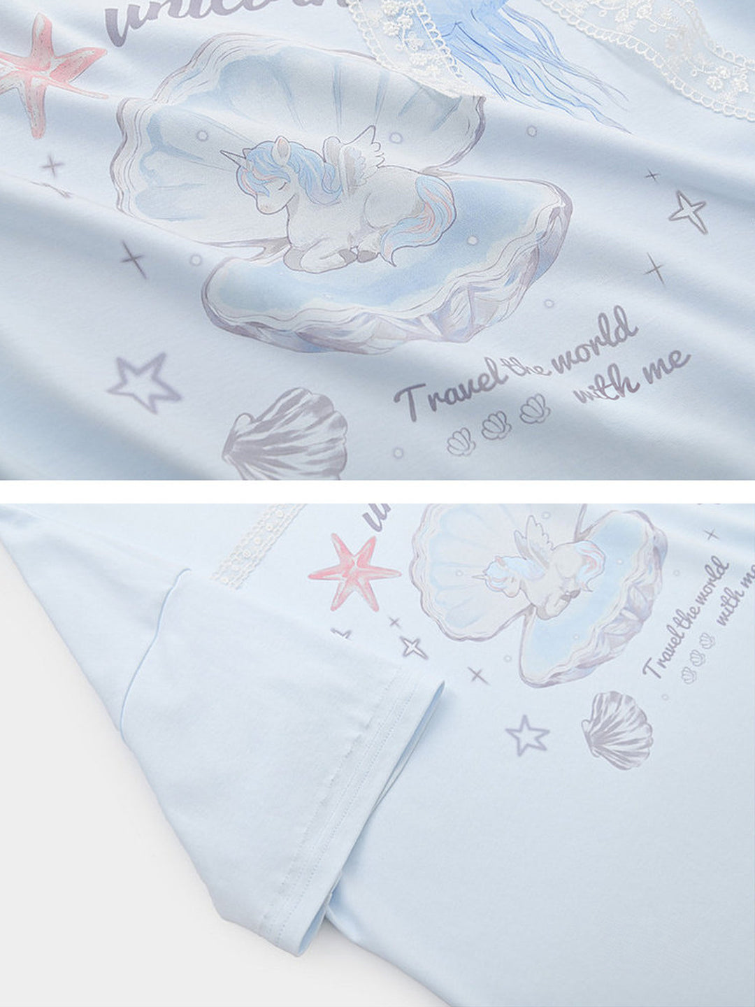 Lace Bow Unicorn Graphic T-Shirt