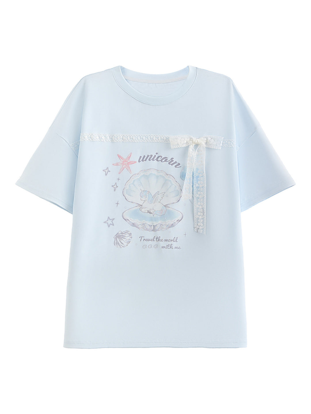 Lace Bow Unicorn Graphic T-Shirt