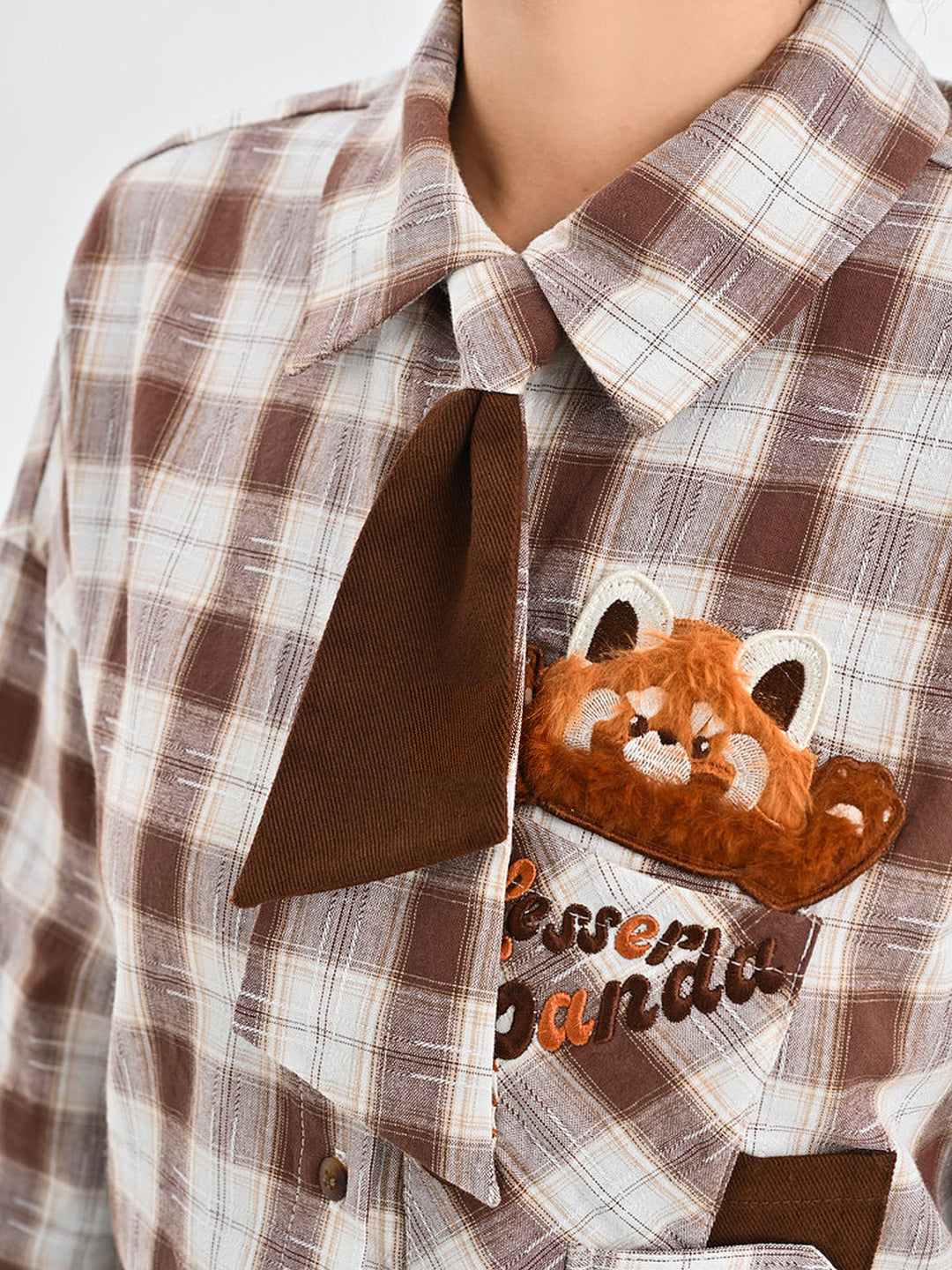 Preppy Red Panda Plaid Shirt