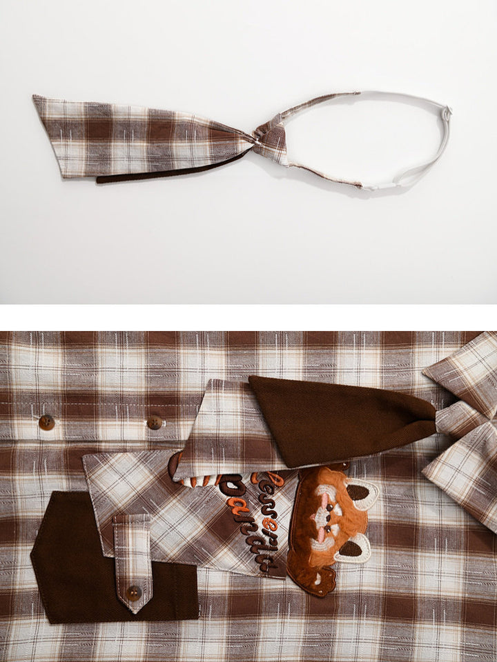 Preppy Red Panda Plaid Shirt