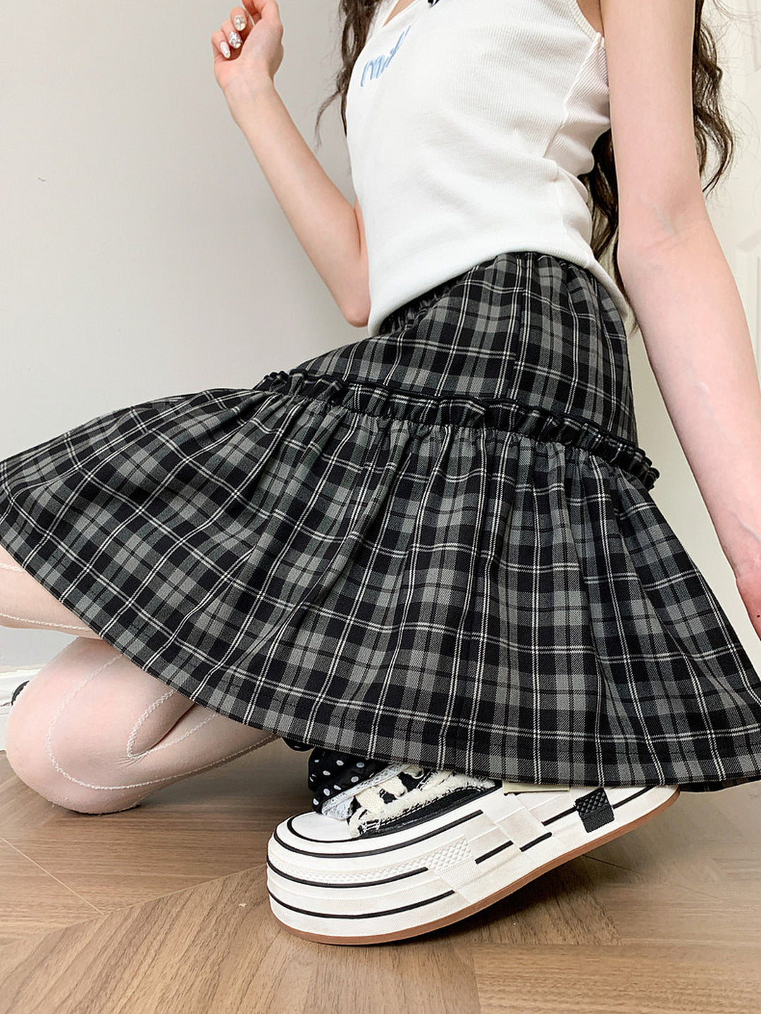 Preppy Plaid Ruffle-Trim Mini Skirt