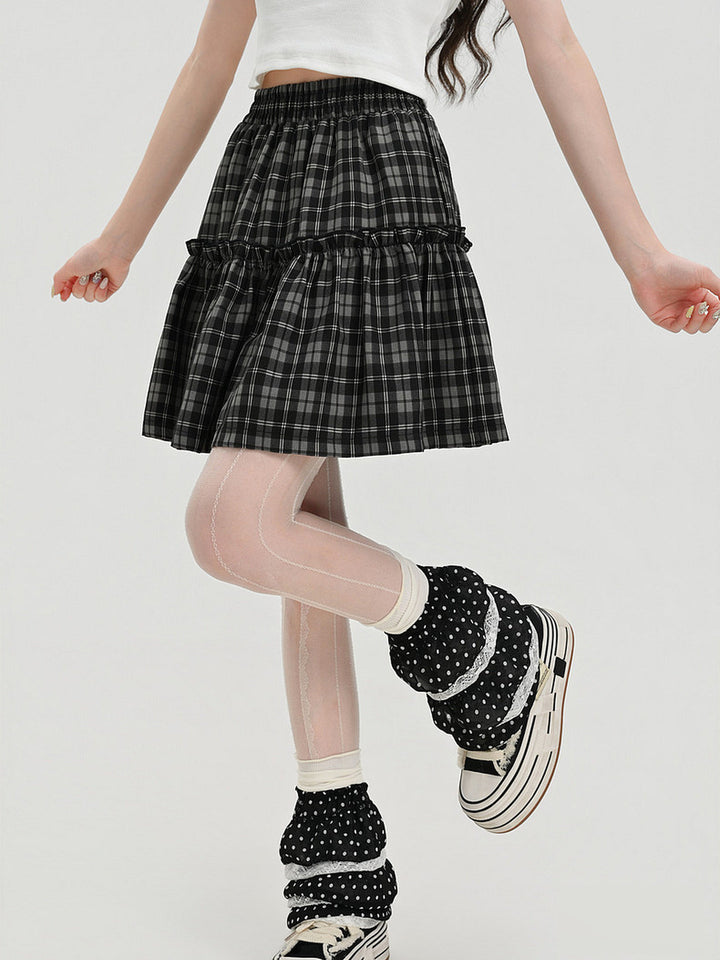 Preppy Plaid Ruffle-Trim Mini Skirt