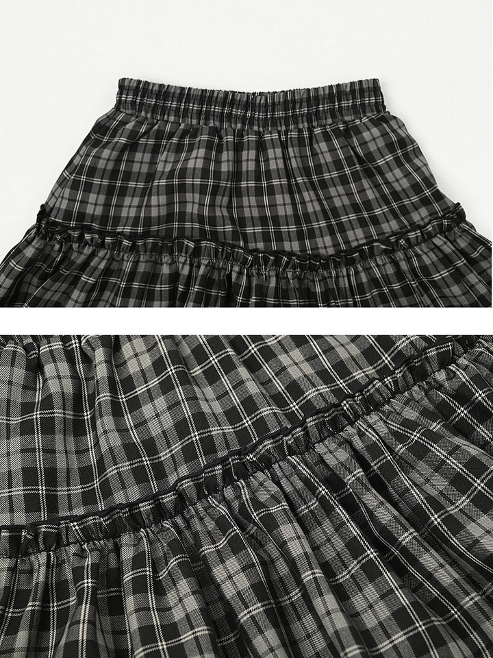 Preppy Plaid Ruffle-Trim Mini Skirt
