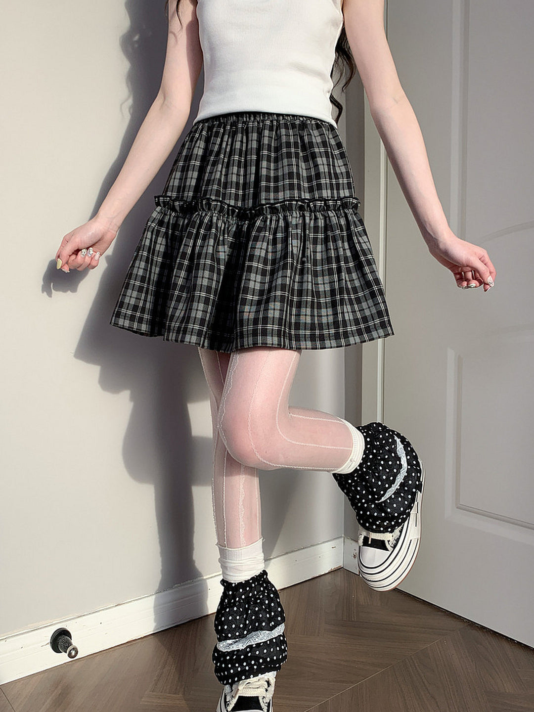 Preppy Plaid Ruffle-Trim Mini Skirt