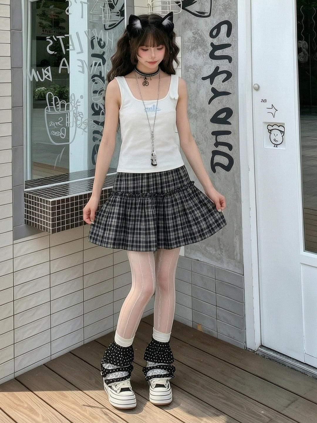 Preppy Plaid Ruffle-Trim Mini Skirt