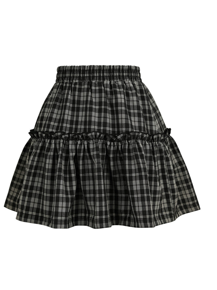 Preppy Plaid Ruffle-Trim Mini Skirt