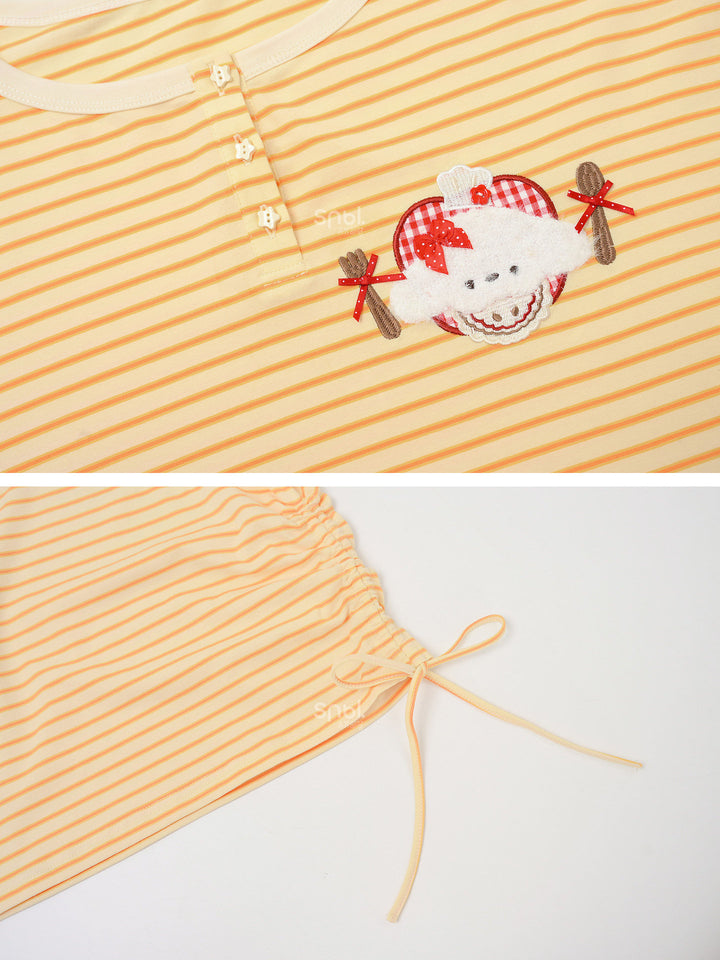 Striped Animal Appliqué Long Sleeve T-Shirt