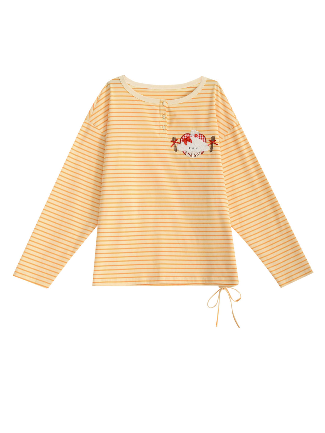 Striped Animal Appliqué Long Sleeve T-Shirt