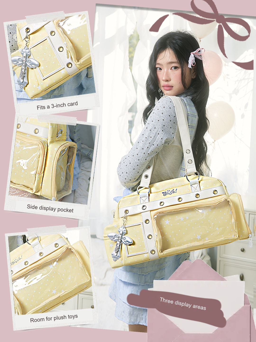Boston Ita Bag with Clear Display Pockets