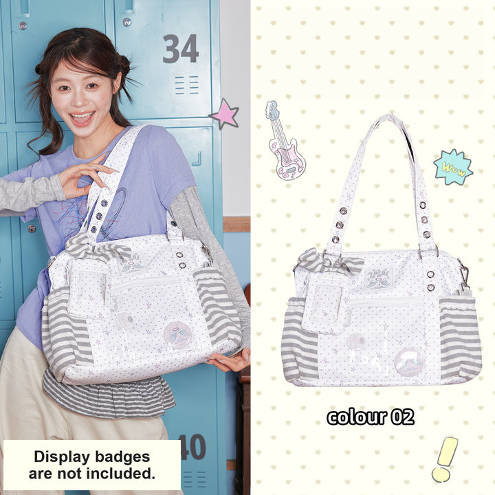 Ita Tote Bag with Clear Window and Striped Side Pockets