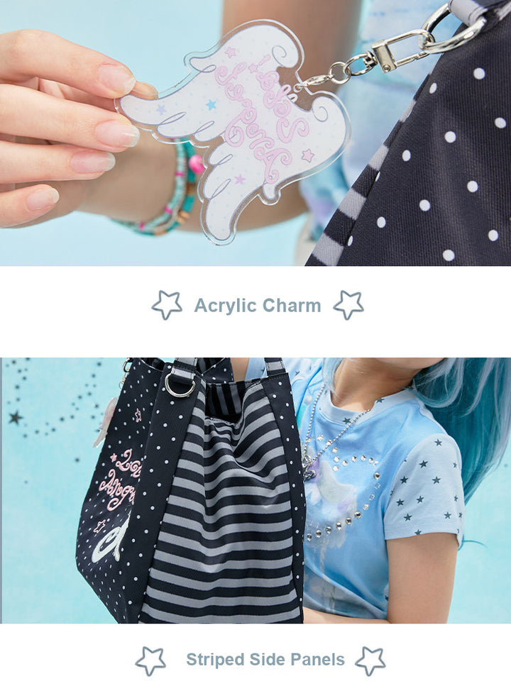 Patterned Embroidered Shoulder Tote Bag