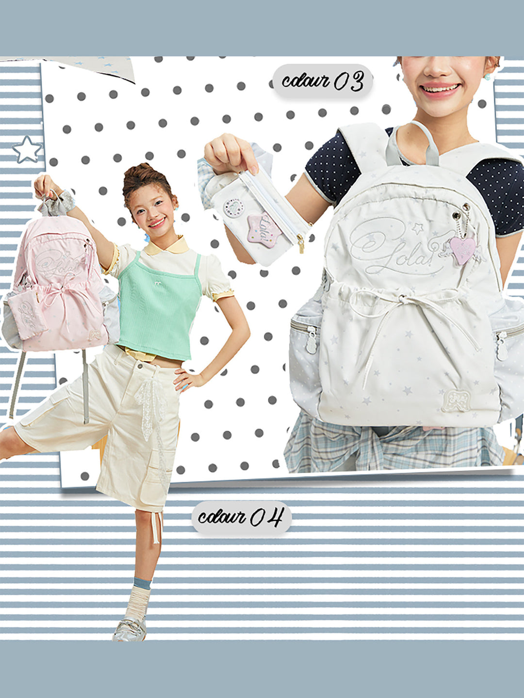 Patterned Backpack with Drawstring Pocket and Card Pouch