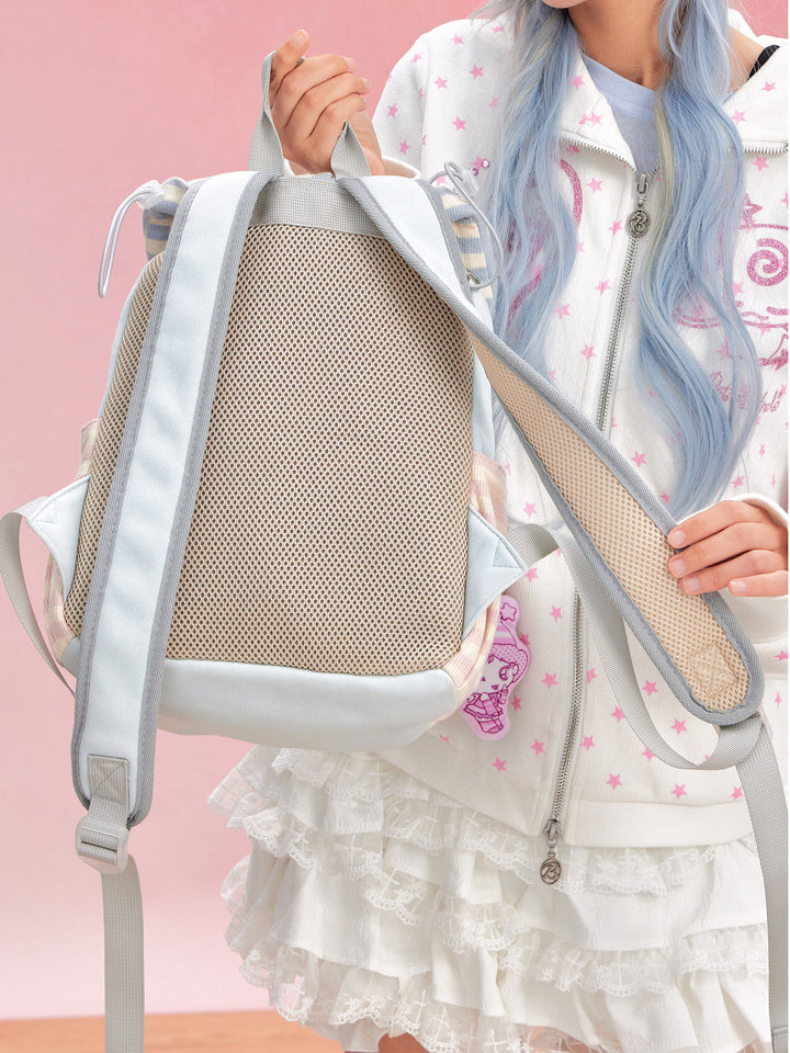 Hat-Inspired Backpack with Front and Side Zip Pockets