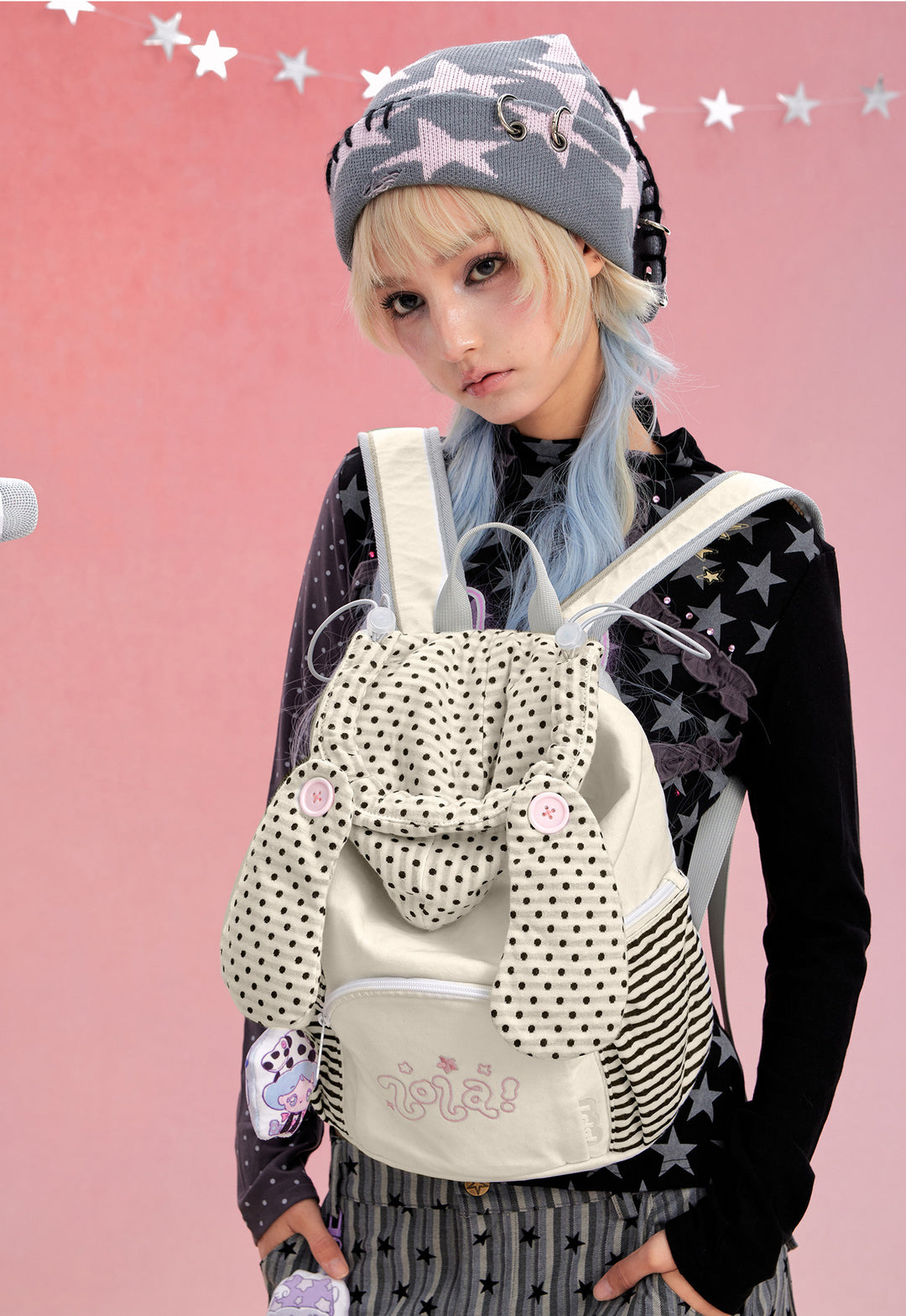 Hat-Inspired Backpack with Front and Side Zip Pockets