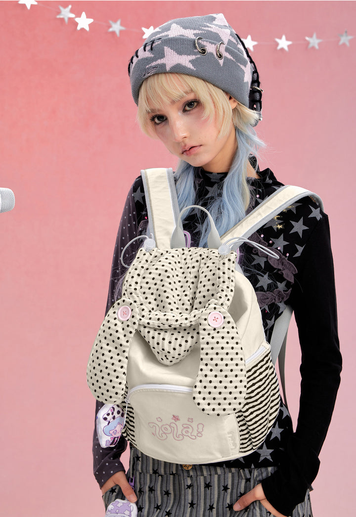 Hat-Inspired Backpack with Front and Side Zip Pockets
