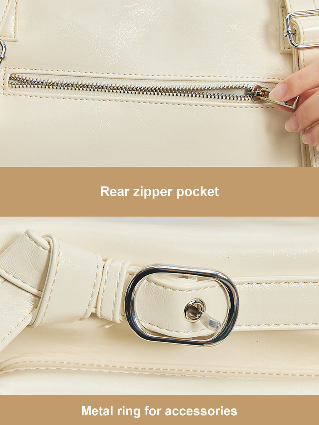 Glossy Convertible Ita Bag with Clear Display Pocket