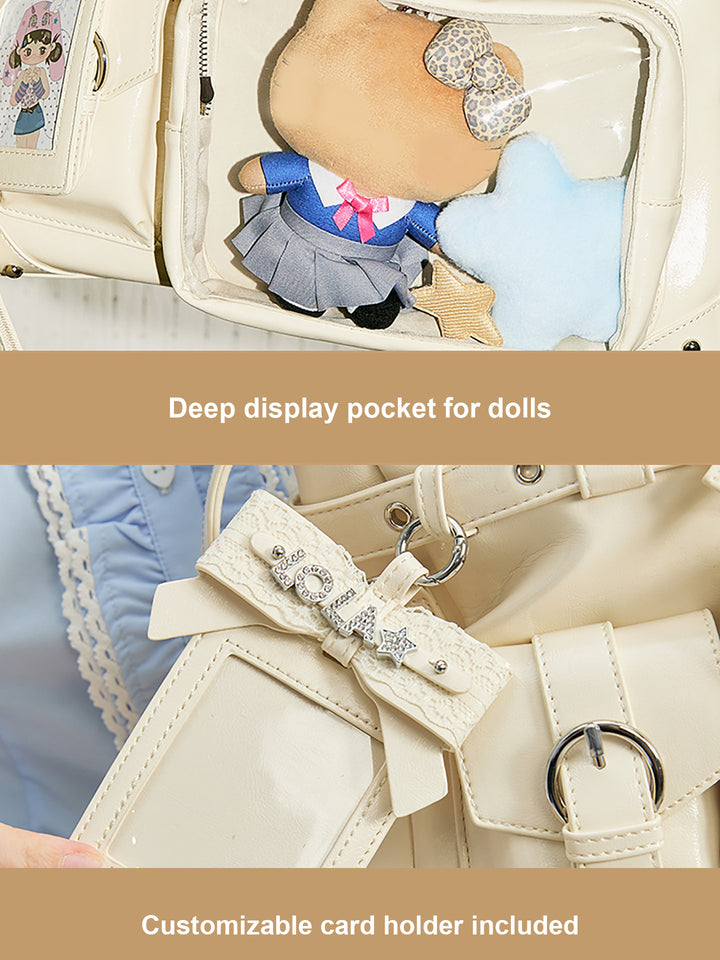Glossy Convertible Ita Bag with Clear Display Pocket