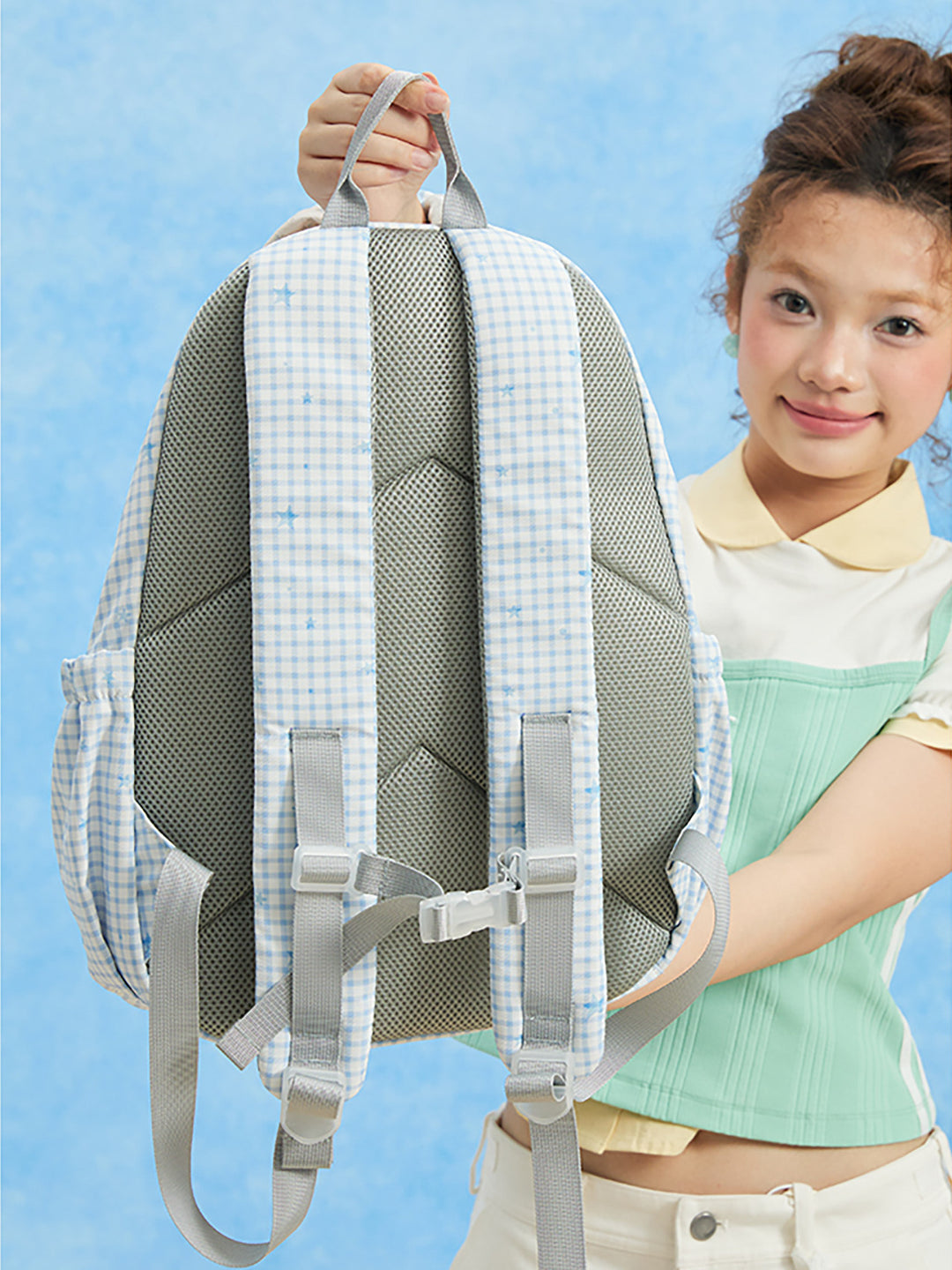 Ruffle Trim Backpack with Front Zip Pockets