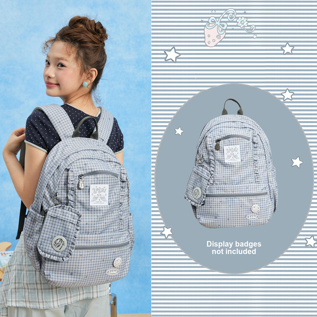 Ruffle Trim Backpack with Front Zip Pockets