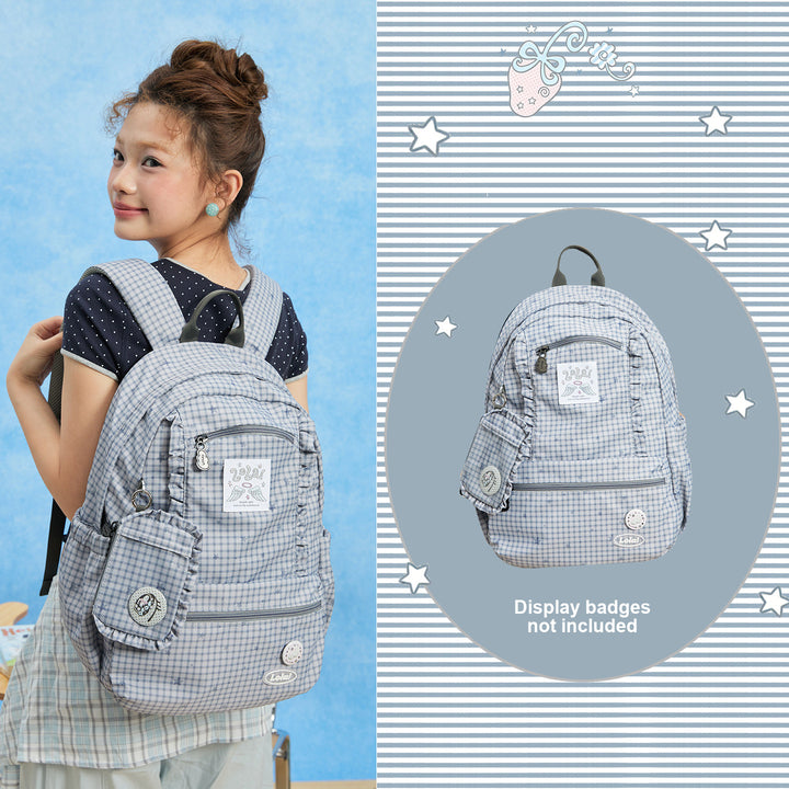 Ruffle Trim Backpack with Front Zip Pockets