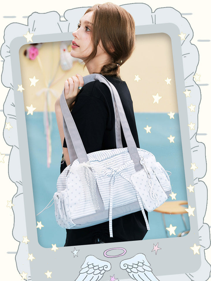 Bow and Lace Ita Shoulder Bag with Rear Display Pocket