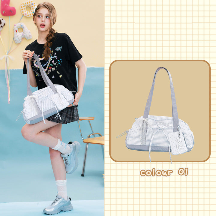 Bow and Lace Ita Shoulder Bag with Rear Display Pocket