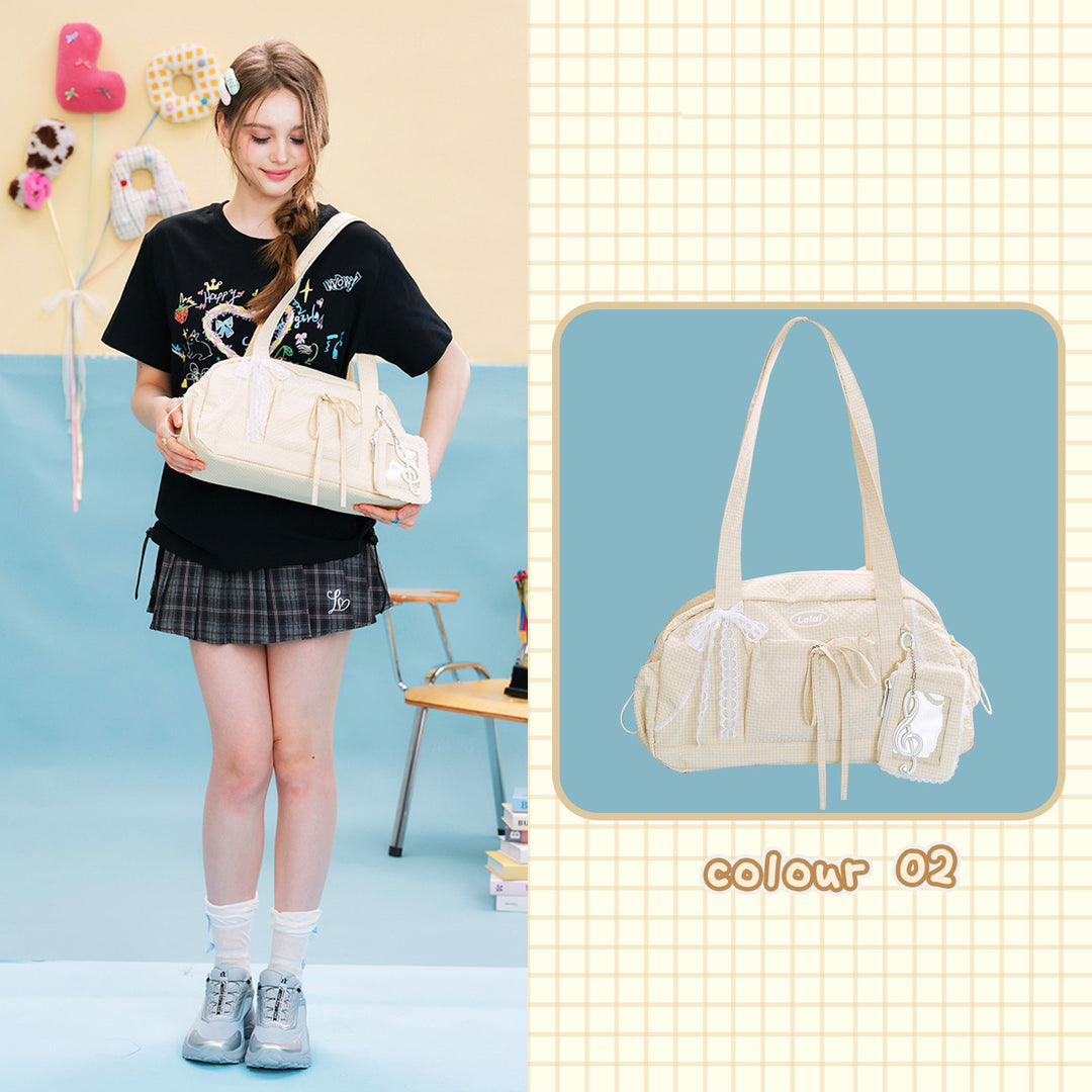 Bow and Lace Ita Shoulder Bag with Rear Display Pocket
